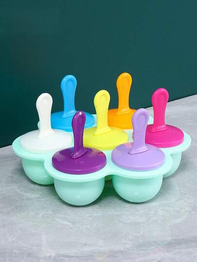 1pc 7-Cavity Tray, DIY Ice Cream Mold, Multipurpose Ice Lolly And Popsicle Mold, Colorful Ice Pop Mold For Summer