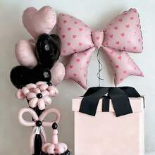 6pcs/Set Bow Decor Balloon Set, With Heart-Shaped Balloons And Printed Bow Balloons, Suitable For Birthday, Confession, Proposal, Engagement, Wedding, Bachelorette Party, Anniversary, Bridal Shower, Valentine's Day - Multicolor - View 9
