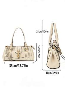 Nuevo bolso de mano personalizado con cerradura de estilo retro, bolso de bolos de carreras, bolso de motocicleta, bolso de hombro/axila para mujer - Blanco - Ver 2