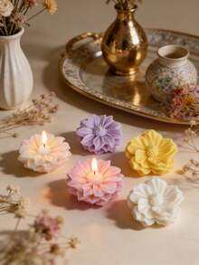 1pc 36g Camellia & Chamomile Flower Scented Soy Wax Candle, Handmade With Natural Soy Wax And Cotton Wick For Stable Burn, Approx 3 Hours Burn Time, Designed As Elegant Gift For Mother's Day, Romantic Dinner, Anniversary, Birthday Party, New Year Home Decor With Fresh Floral Aroma - Flower Candles - View 3