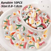 10/15/20pcs Cute Simulated Sushi, Rice Balls Various Shapes Cartoon Design Resin Charms For DIY Crafts - Assorted Miniature Embellishments For Hair Accessories, Hair Clip Decoration, Keychains, Phone Cases, Scrapbooking, Diy Jewelry Making,DIY Resin Pendant,Cup & Shoe Decor - Kawaii Sushi Theme - View 5