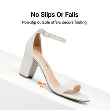 Women Classic Heeled Sandals With Adjustable Ankle Strap And Comfortable Chunky Heel For Festival Party Wedding Prom Spring Summer Daily Wearing - NGỌC TRAI TRẮNG - Xem 2