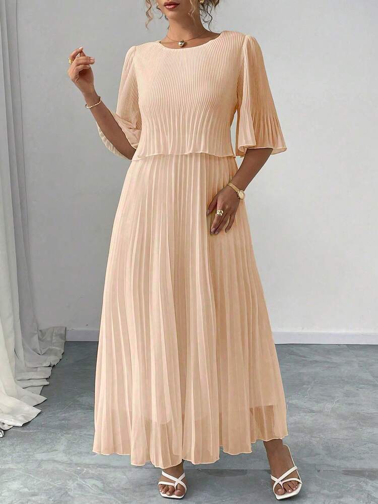 shein chiffon dresses SHEIN LUNE Ladies Ombre Chiffon Dress Deep V-Neck Empire Waistline Ideal  For Vacation, Party And Casual Elegant Dress
