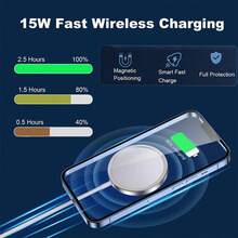 1个15W USB-C磁吸充电器，快速高效充电适配器，兼容 17 Pro Max/17 Pro/17 Air/17/16/15/14/13/12/11/XS/XR/8/7/6系列，磁吸充电线，即插即用 - 白色 - 查看 8