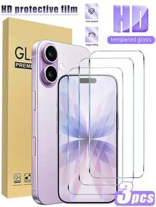 3 piezas Protector de pantalla de vidrio templado de 9H de dureza, compatible con iPhone 13/11/12/13/14 Pro Max/15 Pro Max/16/16 Pro/16 Plus/16 Pro Max/16e/17/17 Air/17 Pro/17 Pro Max, alta definición, claro, anti-arañazos, anti-caídas, resistente al agua y anti-huellas - transparente - Ver 29