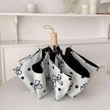 Bowknot Series Minimalist Fashion 8-Bone Black Coating UV Protection Folding Umbrella, Suitable For Sunny And Rainy Days,Outdoor,Garden,Travel Essentials - Bow - View 8