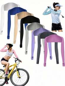 Cooling UV Arm Sleeves For Women - Ice Sun Protection Cover, Breathable For Running, Cycling, Fishing | Multiple Colors​ - Black - View 1