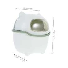 IMIKEYA Cubo De Basura De Escritorio Mini Con Tapa, Pequeño Bote De Basura De Dibujos Animados Oso, Plástico Saludable Blanco y Verde, Para Habitaciones Infantiles y Oficina, - 1 - Ver 2