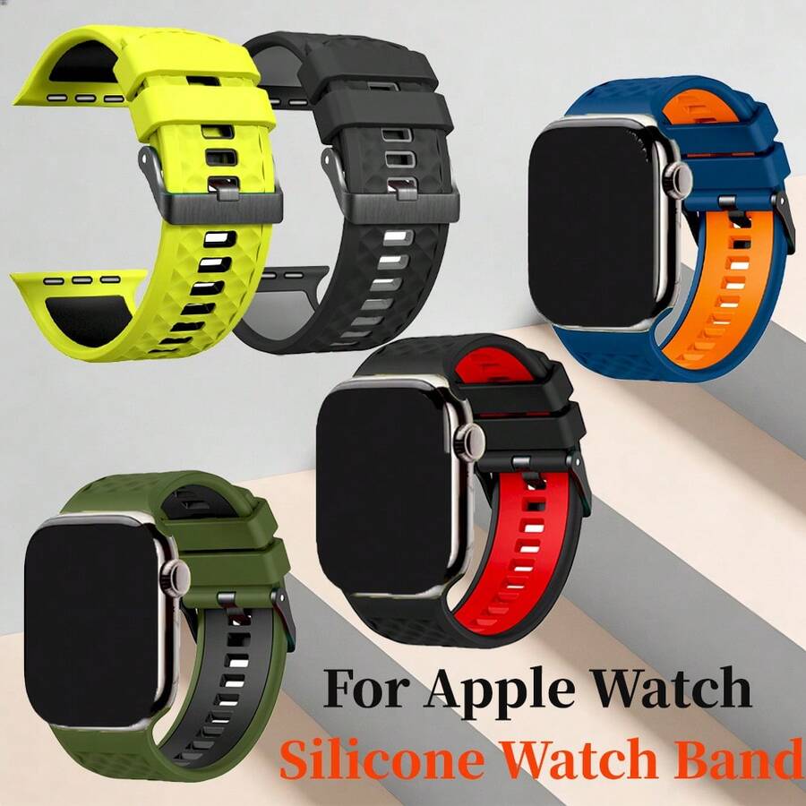 时尚双色设计运动表带，适用于 42mm、44mm、45mm、46mm 和 49mm 表盘。柔软舒适的硅胶表带，适用于 Series 11、10、9、Ultra、8、7、6、5、4、3、2、1 和 SE。男女皆宜。替换表带。节日礼物。