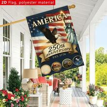 2D Flat, 2D Flat Banner, 1pc American 250th Anniversary Decoration Background Garden Flag Flat, 30cm/ 45cm, 12in/ 18in, No Need For Power Generation, Polyester Fabric, Can Be Used As Background Decoration During The Anniversary Celebration, 2D Flat - style1 - 查看 6