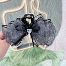 蝴蝶结发夹 蓬松布艺发夹 星光蕾丝闪亮网纱蝴蝶结发夹 超大号发髻发夹 - 彩色 - 查看 11