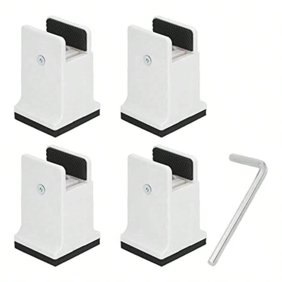 Elevadores Ajustables para Muebles 4 Uds. con Abrazadera de Tornillo Elevadores de Goma para sofá y Cama para Muebles Resistentes Blanco - Blanco - Ver 1