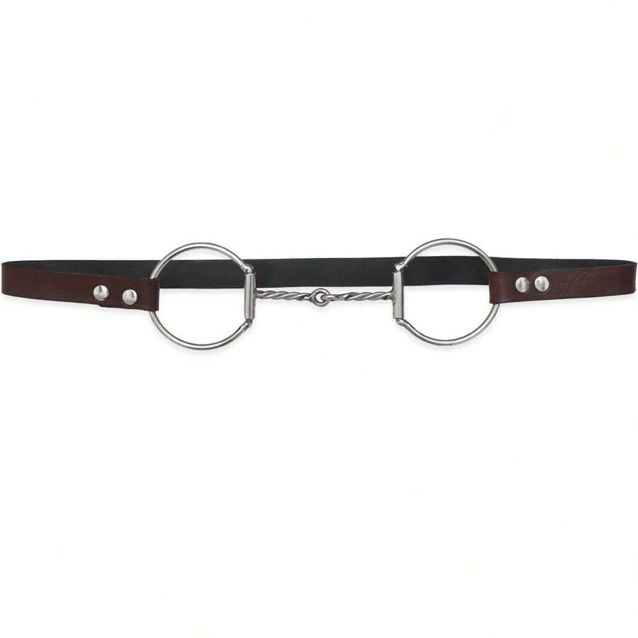 Genuine Leather Bridle Belt And 100% Stainless Steel Bridle With Twisted Mouthpiece - Nâu đậm - Xem 1