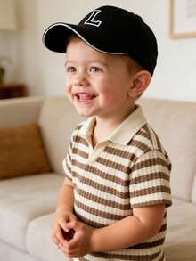 Gorra de béisbol ajustable con bordado de letras A-Z para niños de 3 a 16 años, sombrero protector solar para niños y niñas - Negro - Ver 4