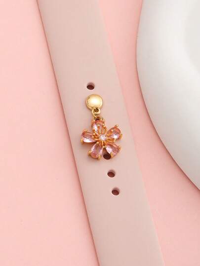 1 chiếc phụ kiện trang trí dây đồng hồ hình hoa ngũ sắc may mắn màu hồng trắng dễ thương, ngọt ngào, đa chức năng dành cho mùa hè (không bao gồm dây đồng hồ), thích hợp cho bé gái, món quà sinh nhật tuyệt vời.