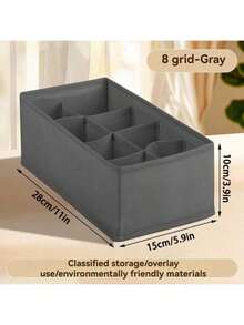 4pcs Drawer Organizer Dividers, Foldable Wardrobe Storage Baskets And Fabric Bins For Clothes, Underwear, Bras, Ties, Accessories, Socks - Grey - View 11