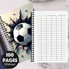 A5 Versatile Grid Notebook With Creative Football Themed Cover, 100 Pages/50 Sheets, Suitable For Work, Study, School Attendance, Company Finance Accounting, Inventory Management, Business Meeting Records And More, Helping Efficient Work And Study - Vertical Version - View 1