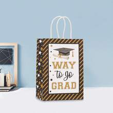 8/16pcs Assorted Paper Bags, Black & Gold Color-Blocking High-End Feel Reinforced Handle Gift Bags, Suitable For Graduation Party, Birthday, Campus Events, Anniversary Celebration, Graduation Ceremony Souvenirs - 469 - View 9