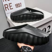 Men's Breathable Sandals, Soft Thick Sole Non-Slip Outdoor Comfortable Slides, Suitable For Beach, Trekking, Summer - Black - View 3