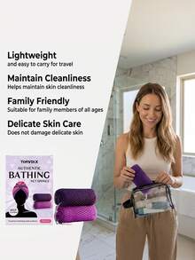 1 Box Purple Mesh Nylon Bath Brush - Smooth Exfoliating Body Scrub Cloth, Suitable For Bathroom; Gentle Mesh Loofah - Multicolor - View 8