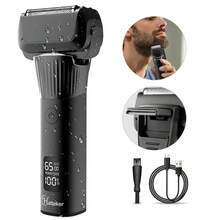Máy cạo râu điện 1 chiếc kèm 5 đầu cạo, màn hình hiển thị kỹ thuật số, thân máy hợp kim chống nước, máy tỉa râu kiểu rung cho nam giới, cạo khô và ướt. - Nhiều màu - Xem 11