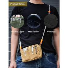 P8 Belt Pouch For Men EDC Bellt Pouch With Zipper Wait Pack EDC Pouch For Multitool Flahlight Knive Ca Phone Ed Canva EDC Organizer Pouch For Belt - 油蠟深藍色 - 查看 5