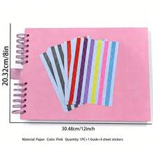 80 páginas (40 hojas) Álbum de recortes de piel sintética rosa, 12*8 pulgadas, con 4 pegatinas de esquina de colores, Álbum de recortes DIY, Libro de visitas de boda, Aniversario, Regalo del Día de San Valentín - Rosa - Ver 8