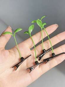 Green Bean Sprout Shaped Hair Clip, Grass Hair Clip, Cute Hair Accessory, Fun Grass Antenna Hair Clip, Suitable For Best Friends/Women - Green - View 2