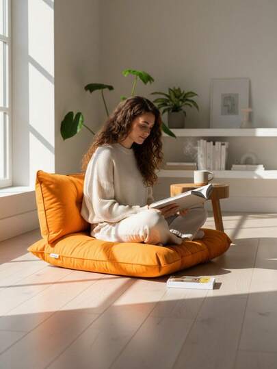Premium Oversized Floor Pillow With Back Support - Indoor & Outdoor Versatile Seating -