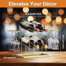 B4Life - Estante de vino para encimera 8 botellas de metal moderno pequeño soporte para botellas de vino de mesa de 3 niveles para gabinete despensa estantes de vino para encimera - Dorado - Ver 3