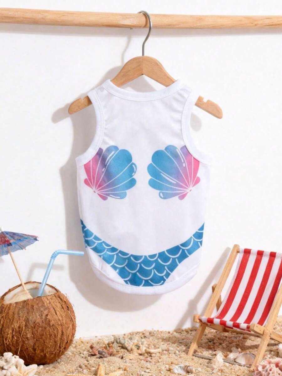 LUCKIE PAW Áo khoác cho thú cưng in hình vỏ sò nàng tiên cá Hawaii ngộ nghĩnh, có tác dụng đuổi bọ chét, giảm rụng lông, giữ ấm và thoáng khí, phù hợp cho chó nhỏ và lớn, dùng được cả trong nhà và ngoài trời. - Nhiều màu - Xem 1