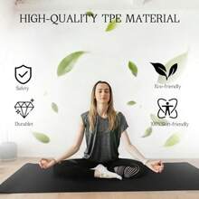 Extra Large Yoga Mat Thick Exercise Mat For Men And Women Non-Slip Durable Workout Mat For Home Workout Yoga Pilates Stretching - 黑色 - 查看 7