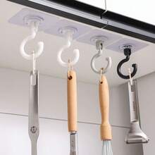 5 piezas Ganchos adhesivos de estilo moderno - Plástico montado en la pared, 360° giratorios y plegables, gran capacidad de carga para pared y techo - Multicolor - Ver 7