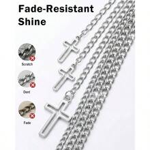 Wallet Chain, Dual Lobster Clasps, Sturdy Alloy, Hip - Hop Jeans Chain Belt Pocket, Dresses, Belts, Purses, Waist Pants Chain. Fits Women Men - Cross - View 6