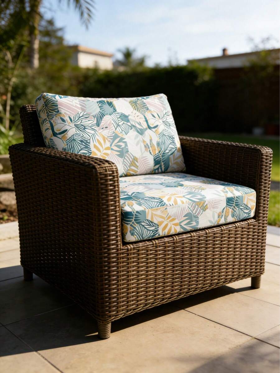 1 chiếc vỏ đệm ghế sofa co giãn họa tiết hình học và lá nhiệt đới, chất liệu polyester, chống bám bẩn, thích hợp cho sân hiên, vườn, hồ bơi và nhiều dịp khác, bán lẻ từng chiếc, không bán theo bộ. - Nhiều màu - Xem 1