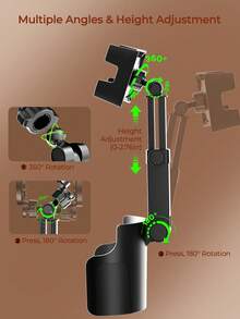 REMAX Adjustable Car Cup Holder Mount For 4.7-9.4 Inch Phones & Tablets, 360° Rotating Extendable Arm, Secure & Shake-Free Hold, Universal Expanding Base For 3.3-3.75 Inch Cup Holders, 1-Second Installation, Car Accessories, Car Essentials, Car Stuff - TS03-c46 Black - View 7