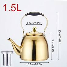 1pc Stainless Steel Kettle, Teapot, Coffee Pot, Suitable For Induction Cooktop, Gas Stove, Universal Home And Restaurant Use - Multicolor - View 17