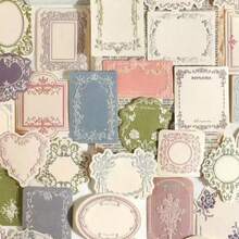 13张随机压纹便签卡，粉色蕾丝边纸，卡通文具，可爱创意，适用于DIY剪贴簿、子弹笔记、笔记本、手工制作、返校用品、感恩节、圣诞节、沙特国庆日、生日、节日、新年、情人节礼物 - 彩色 - 查看 5