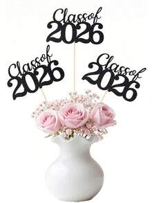 6pcs 2026 Graduation Ceremony Desktop Decorations, Graduation Ceremony Centerpiece Decorations, Graduation Party Decorations With Stands, 2026 Graduation Party Desktop Decor - Multicolor - View 3