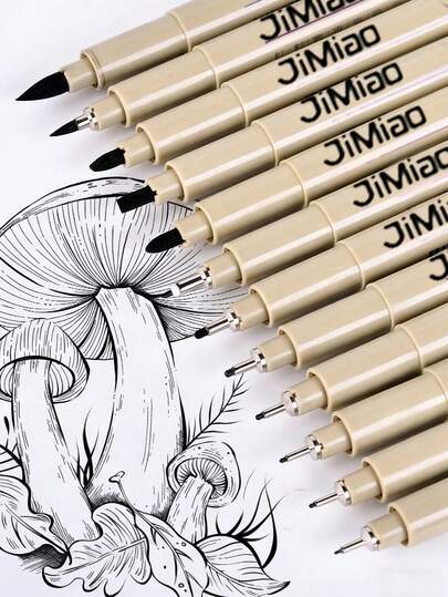 1/6/9支装黑色细线笔 - 防水档案墨水，多线设计，适用于素描、动漫、插画、办公文档，也适合作为学习用品和返校季用品，黑色美术笔