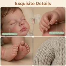 NPK 19" Handmade High-Quality Detailed Painting Fairy Doll LouLou, Realistic Soft Touch Cute Small Baby - Dusty Blue - View 4