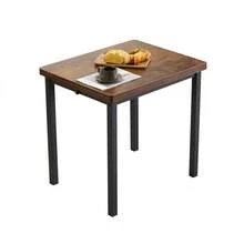 ダイニングテーブル 天板が広げる 幅75-120ｃｍ  昇長式テーブル 作業用 デスク テーブル センターテーブル リビングテーブル コンパクト 多用途 　収納便利　組立て簡単　コンパクト　木目調 【テーブル単品】 - ブラウンスチール - チェックする 9