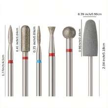 6 piezas Brocas de taladro de uñas de diamante, Brocas de repuesto de pulido de silicona para taladro de uñas - Juego de 6 piezas - Ver 5