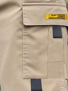 男士速干多口袋工装短裤，功能性运动百慕大短裤，宽松休闲中长裤，适合春夏穿着 - 卡其色 - 查看 5