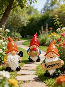 Outdoor Garden Gnome Decor Set, Fun Landscape Decoration For Balcony And Patio - Multiple Styles - View 2