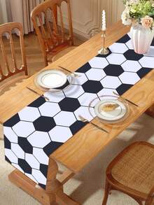 1pc Football Theme Table Runner/Tablecloth, Birthday Party Decoration, Baby Shower Party Decoration, Gender Reveal Party Decoration, Home/Kitchen Table Decor, Football Theme Party Decoration - Football - View 4
