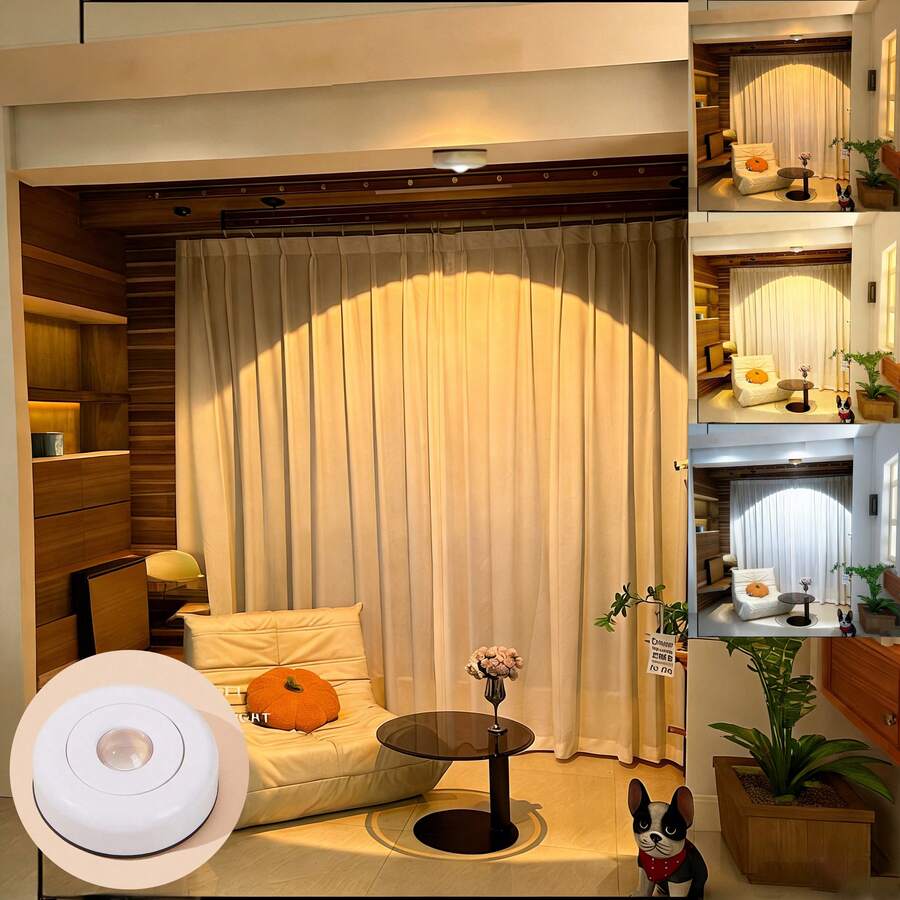 1pc Round Cat Eye Sunset Projection Lamp, LED Press Style Sunset Projection Light, Sunset Ambiance Decor Lamp, Suitable For Bedroom, Living Room, Kitchen, Cabinet, Sunset Projection Lamp - Round Night Light - View 1
