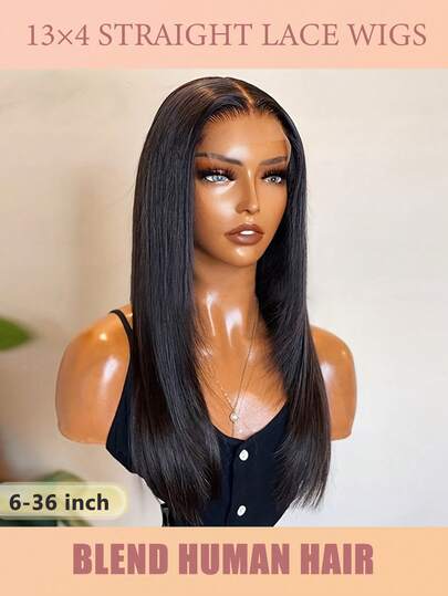 Tóc giả thẳng dài 6-36 inch, chất liệu tóc thật pha trộn, kiểu ren trong suốt 3x4, đã được tỉa sẵn, độ dày 180%, dễ đội. Ren đã được cắt sẵn, phù hợp cho mọi dịp, tiệc tùng và sử dụng hàng ngày. Thích hợp làm quà tặng cho phụ nữ. Tóc giả thẳng, chất liệu tóc thật pha trộn, màu đen tự nhiên, lý tưởng cho lễ hội, tiệc tùng và sử dụng hàng ngày. Tóc giả thẳng pha trộn dành cho nữ (kiểu tóc bob 6-16 inch)
