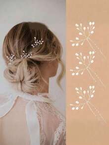 6/3 Pieces Elegant Imitation Hair Clip - Handmade Metal Vintage Hair Accessories, Exquisitely Designed, Suitable For Weddings, Parties, And Casual Wear, Party Hair Accessories | Nature-Inspired Design | Handmade Jewelry, Cute Hair Accessories, Summer, Beach - White - View 2