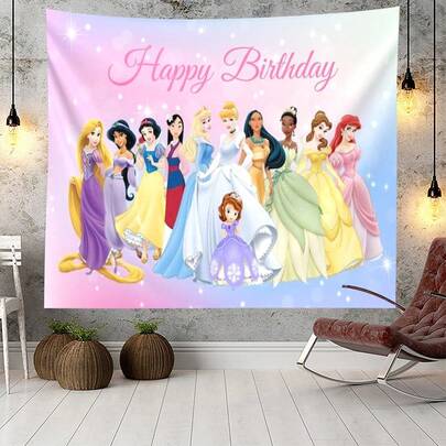 1pc "Happy Birthday" Party Backdrop/Decor Tapestry - Aesthetic Art Design Hanging Tapestry - Lightweight Wall Decor, Suitable For Living Room, Bedroom, Dorm And Home Decoration
